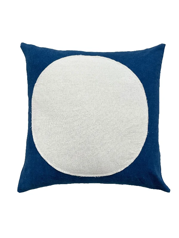 White Moon & indigo Pillow Cover 18x18in