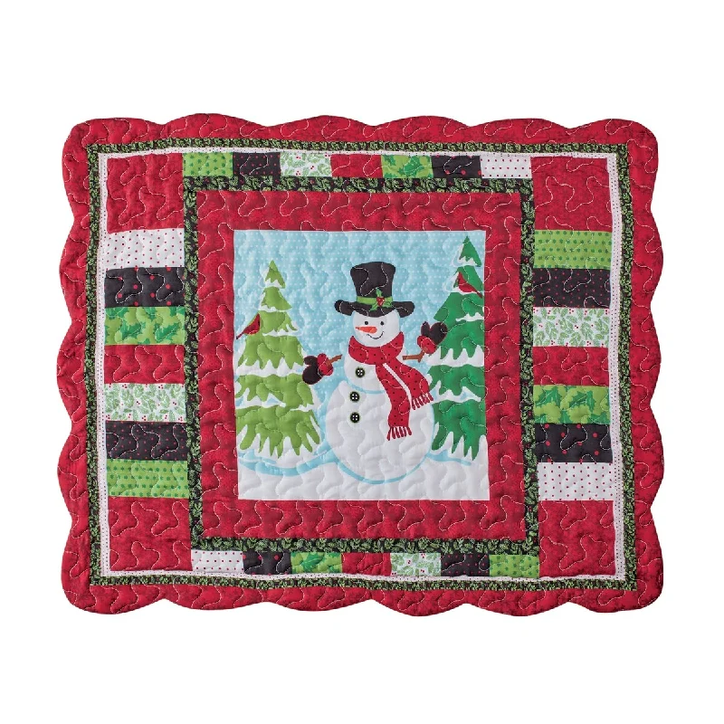 Winter Season Colorful Patchwork-Style Snowman Pillow Sham