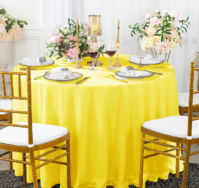 132" Round Scuba (Wrinkle-Free) (240 GSM) Tablecloth - Canary Yellow (1pc)