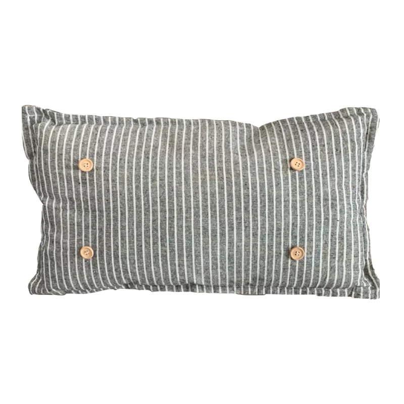 Pillow ONLY (with fluffy insert): Galvinized Charcoal/Cream Farm Stripes: DARK CHARCOAL/CREAM STRIPES PILLOW (with insert)