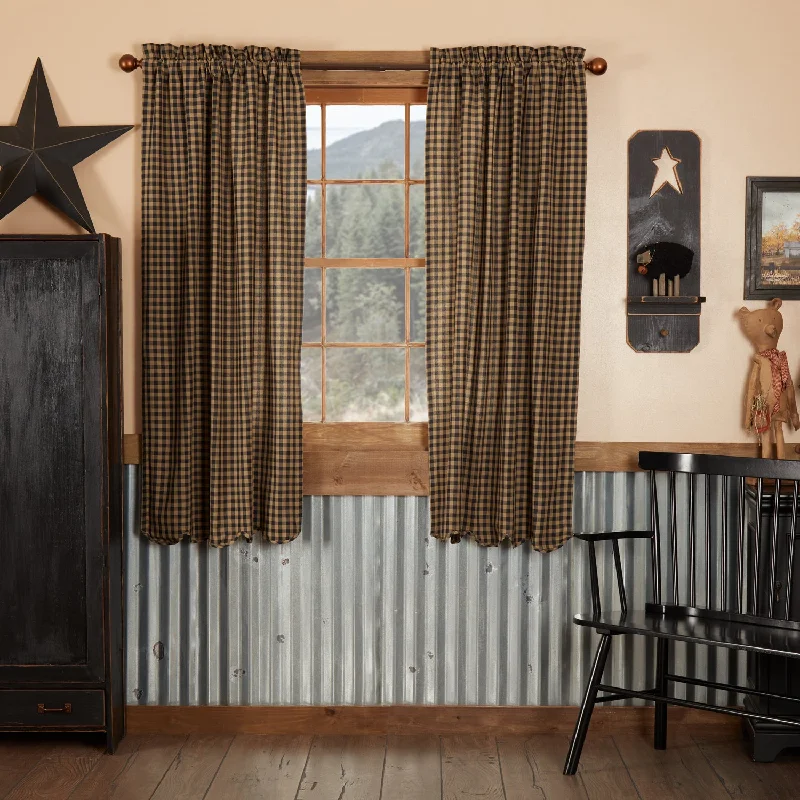 Black Check Homespun Curtains 20