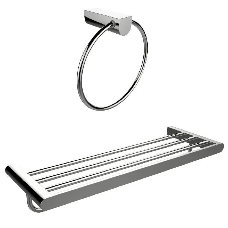 Chrome Plated Towel Ring With Multi-Rod Towel Rack Accessory Set