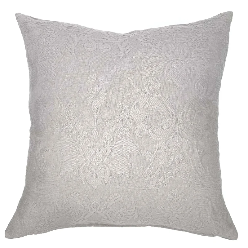 Gray Vintage Floral Matelasse Throw Pillow Cover 22x22