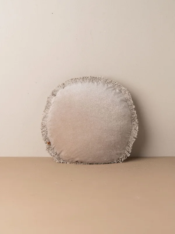 Velvet Round Cushion | Stone