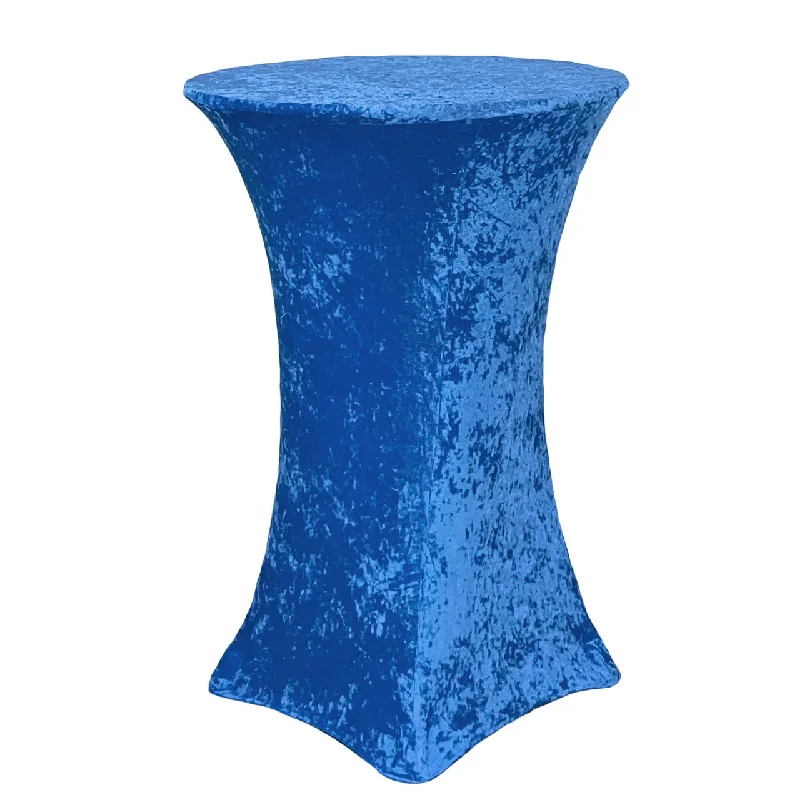 Velvet Spandex 30 Inch Highboy Cocktail Round Table Cover Royal Blue