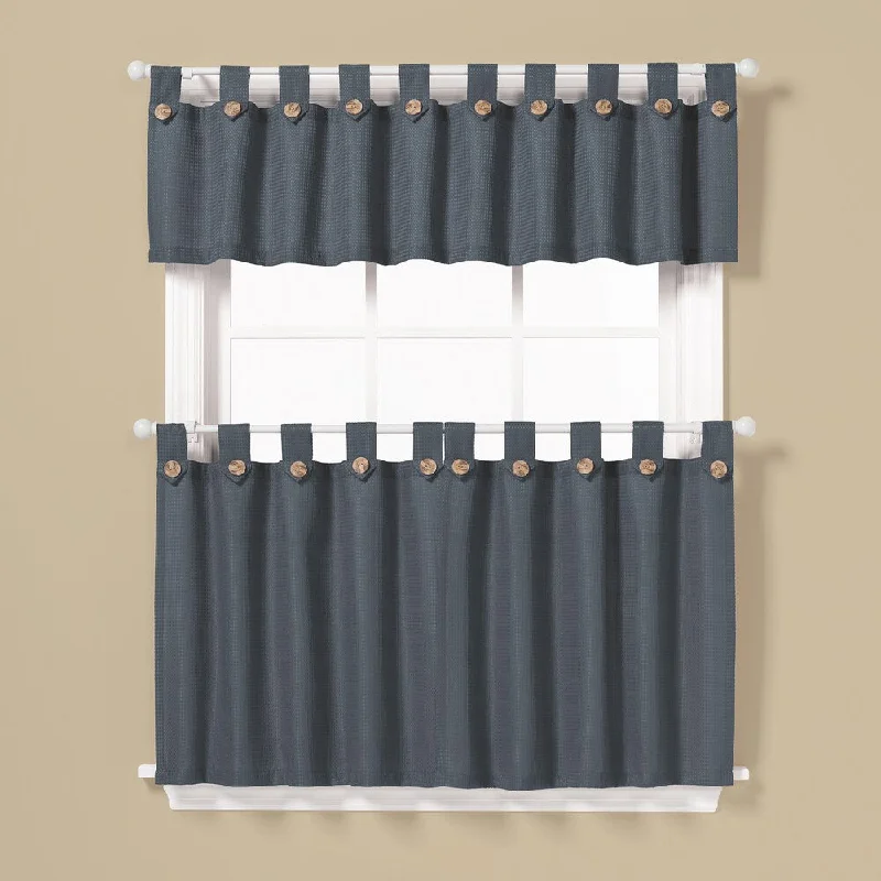 Saturday Knight Pacifica Window Curtain Tier Pair and Valance Set 36-Inch