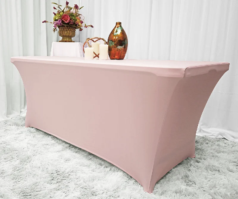 6 Ft Rectangular Spandex (220 GSM) Table Cover - Blush Pink/Rose Gold (1pc)