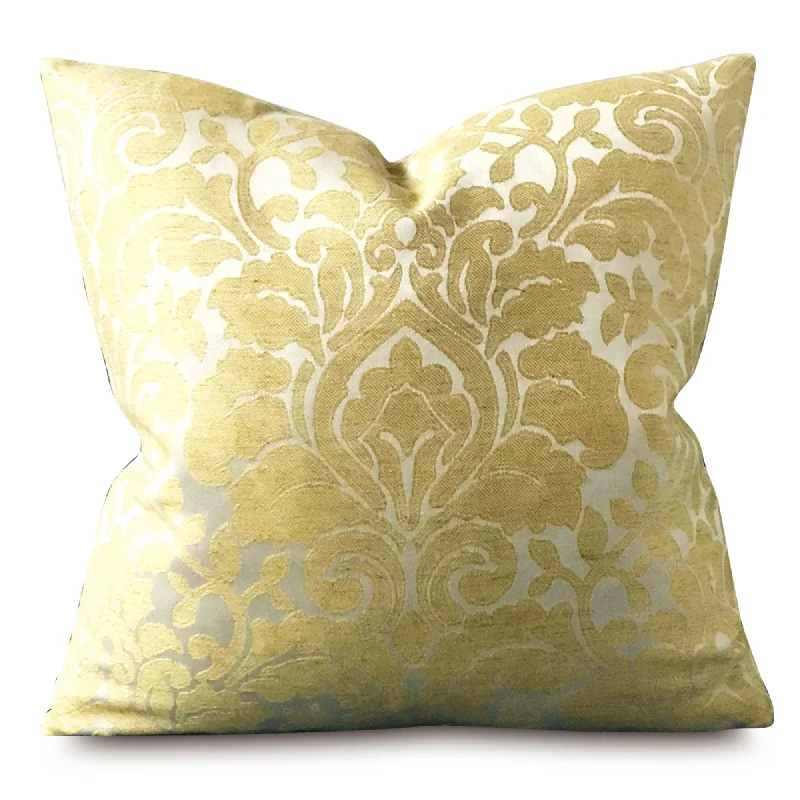 Metallic Golden Sheen Traditional Damask Pillow Cover 18x18