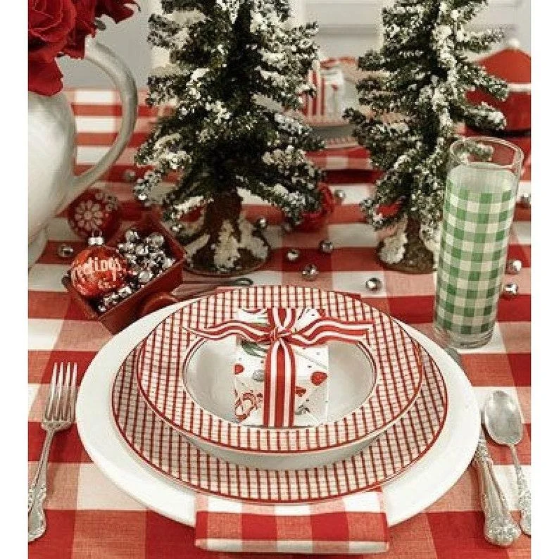 Rectangular Checkered Tablecloth, Gingham Tablecloth