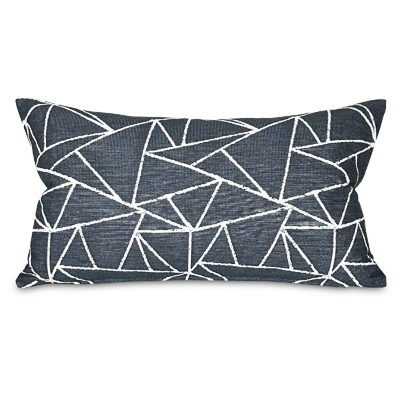 Charcoal Modern Geometric Lumbar Pillow Cover 15x26