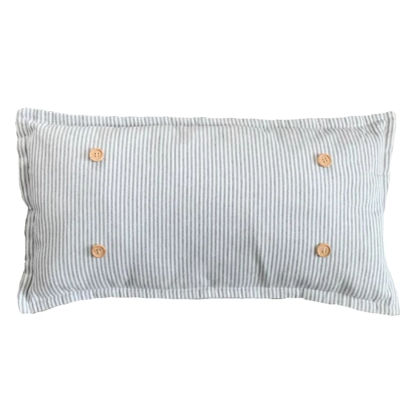 Pillow ONLY (with fluffy insert): Farmhouse Gray/White Ticking Stripes: GRAY/WHITE STRIPES TICKING  PILLOW (with insert)