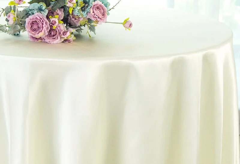 120" Seamless Round Satin Tablecloth - Ivory (1pc)