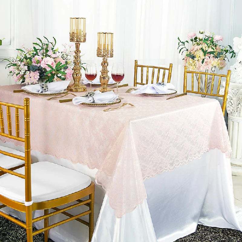 54"x108" Rectangular Caspari Lace Tablecloth/Table Overlay Topper - Blush Pink/Rose Gold (1pc)