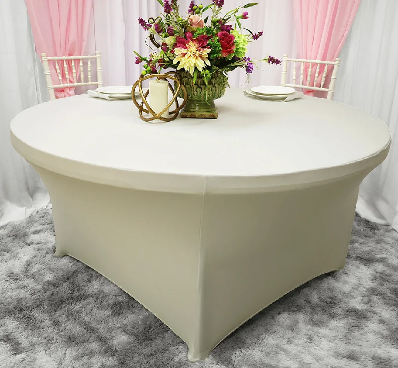 4 Ft Round Spandex (220 GSM) Table Cover - Ivory (1pc)