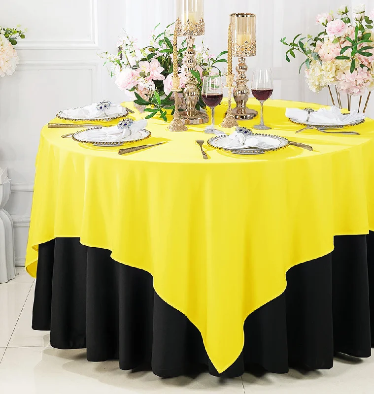 72"x72" Seamless Square Scuba (Wrinkle-Free) (240 GSM) Tablecloth /Table Overlay- Canary Yellow (1pc)