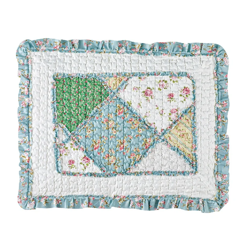 Springtime Floral Patchwork Ruffled Polyester Pillow Sham