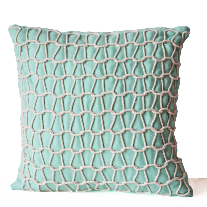 Teal Nautical Pillow Cover in Silk