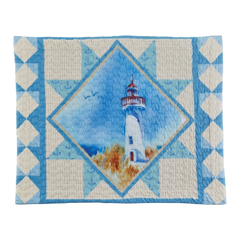 Nautical Blue Star Lighthouse Seaside Style Pillow Sham