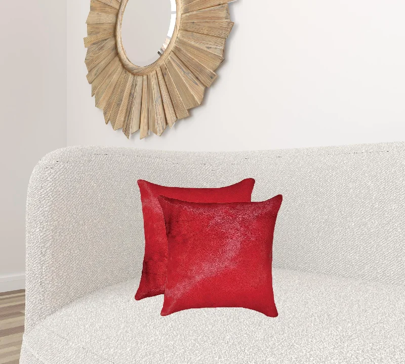 18" X 18" X 5" Wine Cowhide  Pillow 2 Pack