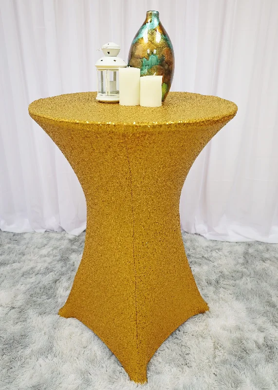 36"x42" Cocktail Sequin Spandex Table Cover - Gold (1pc)