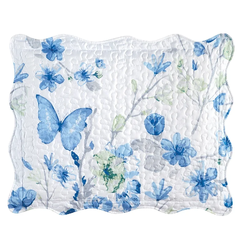 Kylie Blue Cherry Blossom Scalloped Edge Pillow Sham