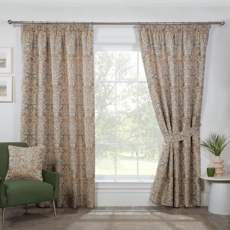 Kyoto Natural Floral Jacquard Pencil Pleat Curtain