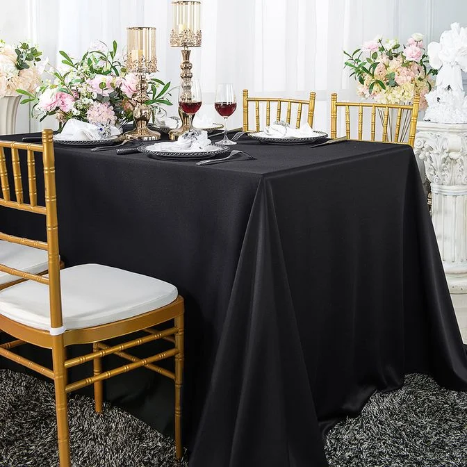 54"x96" Seamless Rectangular Scuba (Wrinkle-Free) (240 GSM) Tablecloth - Black (1pc)