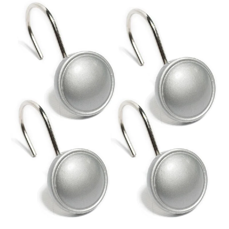 Classic Round Silver Hand Crafted Shower Curtain Hooks - Set of 12