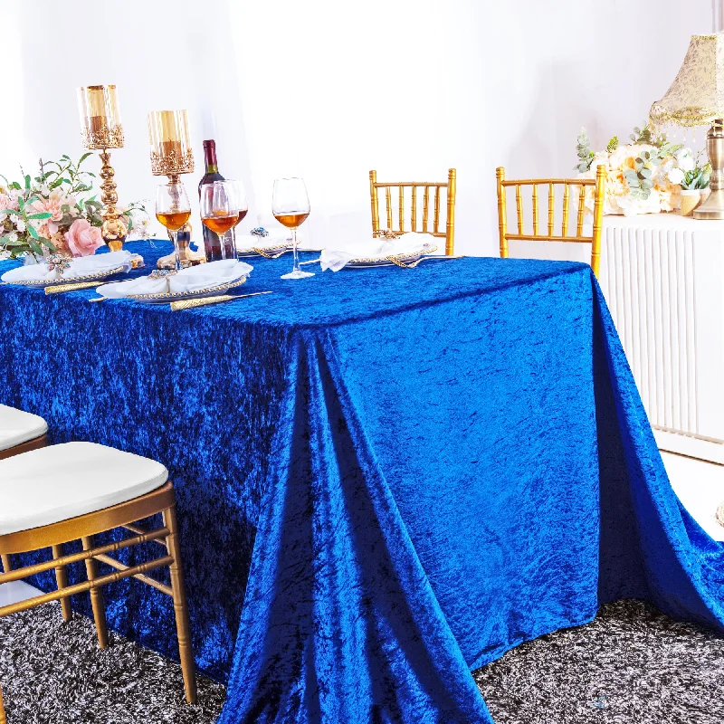 90"x156" Seamless Rectangular Ice Crushed Velvet (200 GSM) Tablecloth - Royal Blue (1pc)