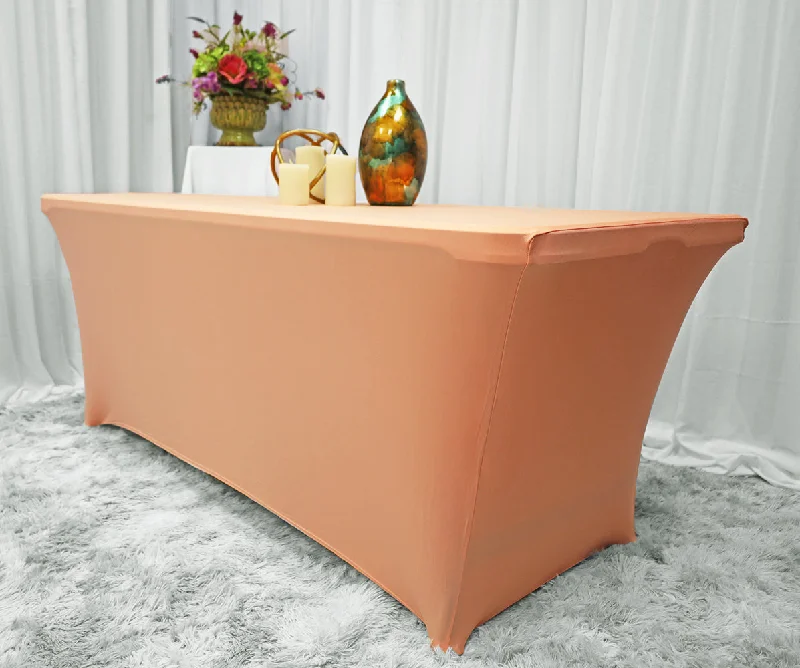 6 Ft Rectangular Spandex (220 GSM) Table Cover - Apricot/Peach (1pc)