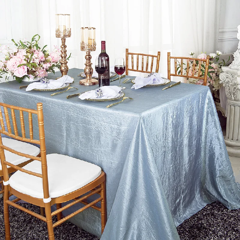 90"x156" Seamless Rectangular Crushed Taffeta Tablecloth - Dusty Blue (1pc)