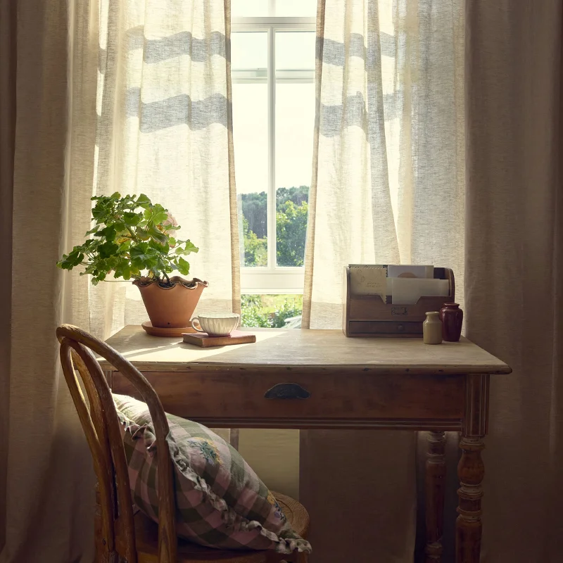 Oatmeal Linen Blend Curtain (Pair)