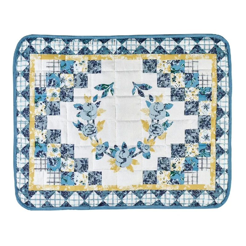 Dorthy Blue & Yellow Diamond Patchwork Pillow Shams - Set of 2