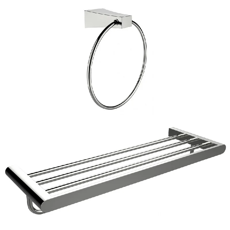 Chrome Plated Towel Ring With Multi-Rod Towel Rack Accessory Set