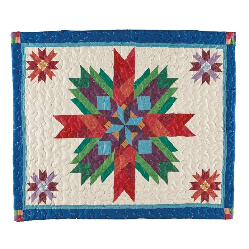 Amish Star Design Multicolor Patch Pattern Pillow Sham