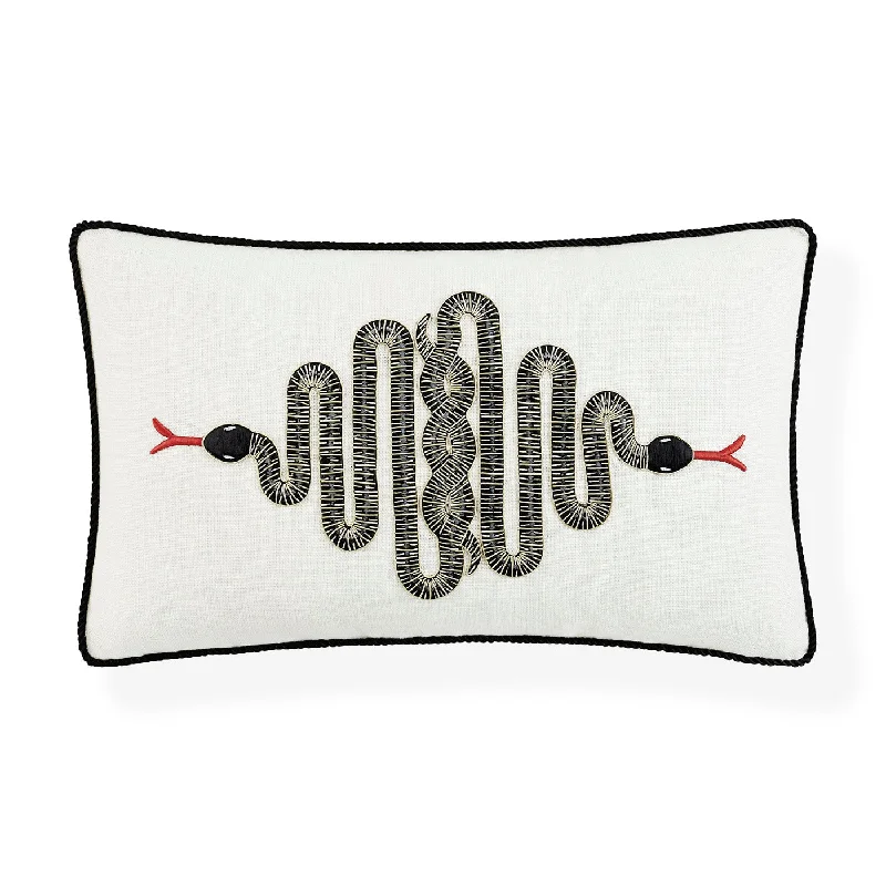 Snake Embroidered Pillow