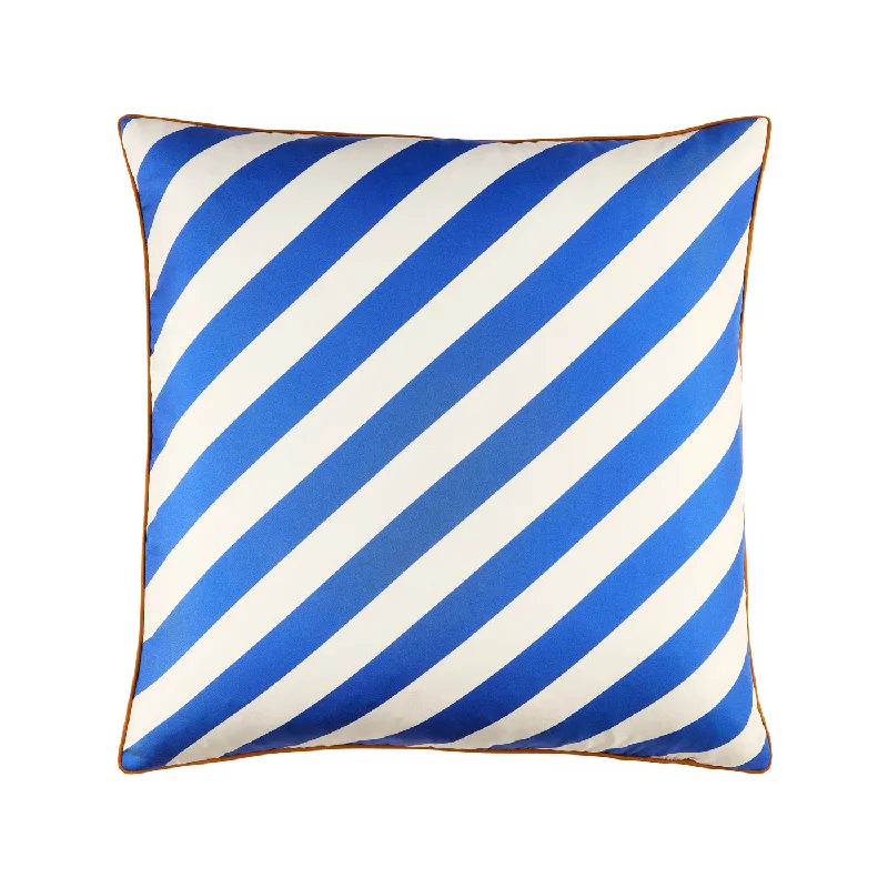 Cabana Blue/Ivory Silk Pillow