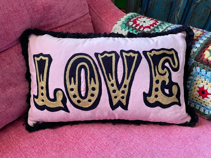 Plush Pink Velvet Love Cushion