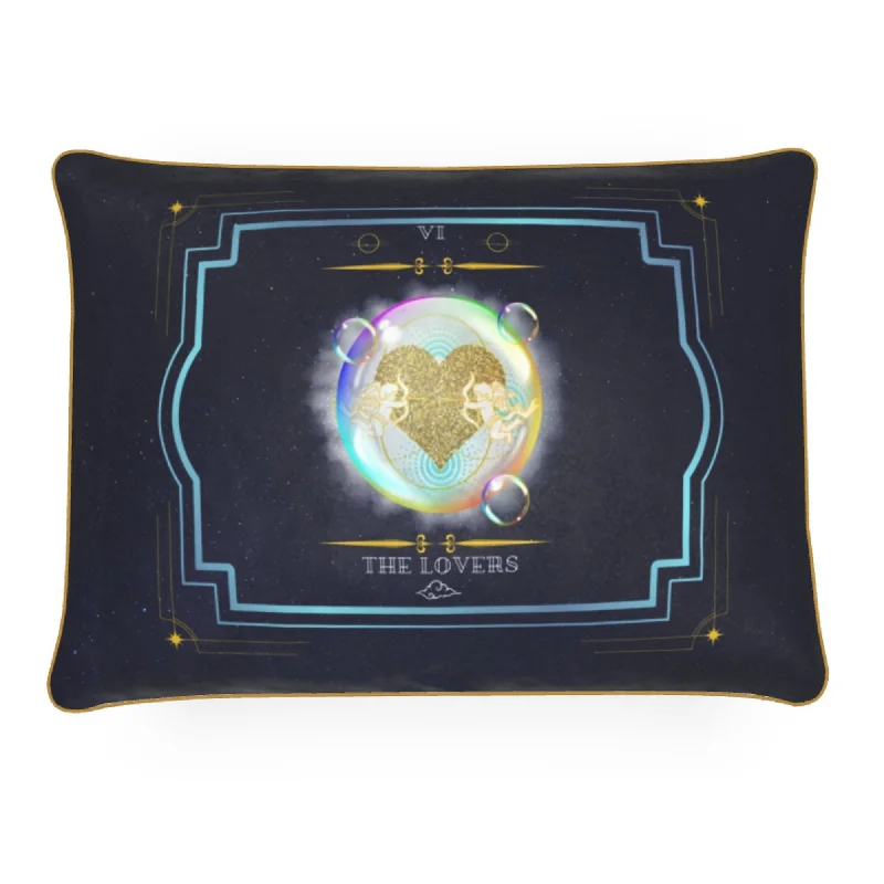 Major Arcana Tarot Card Luxurious Velvet Sofa Cushion - The Lovers