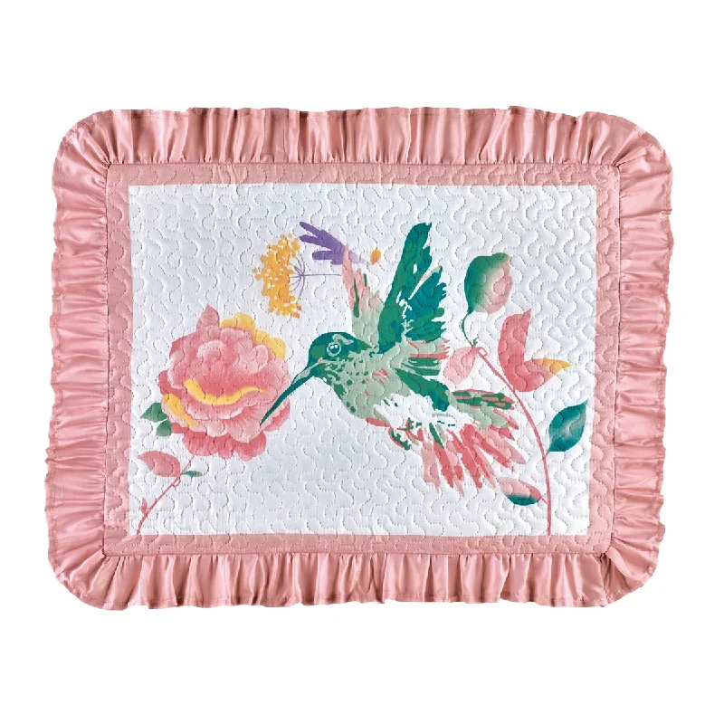 Hummingbird and Flowers Ruffled Bed Pillow Sham