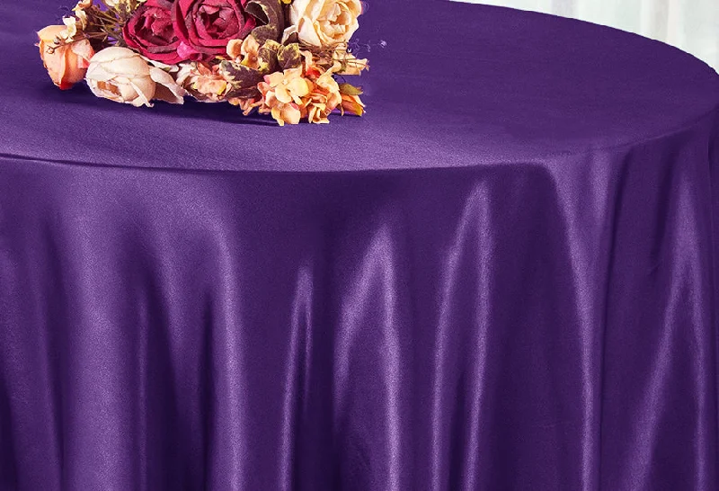 132" Round Heavy Duty Satin Tablecloth - Eggplant (1pc)