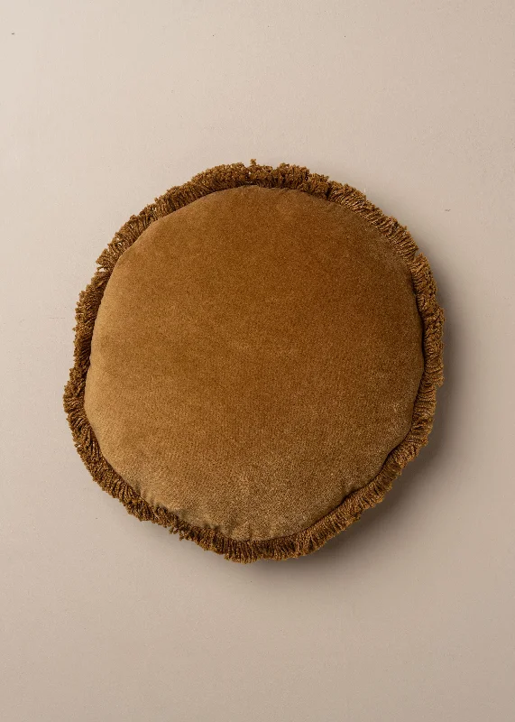 Velvet Round Cushion | Nutmeg