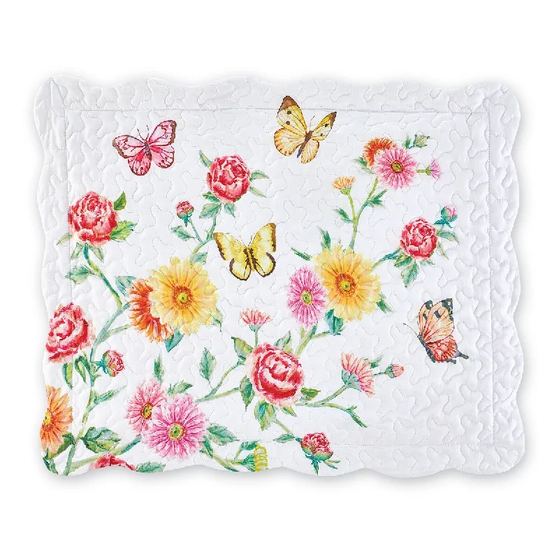 Floral Blossoms & Butterflies Standard Bed Pillow Sham