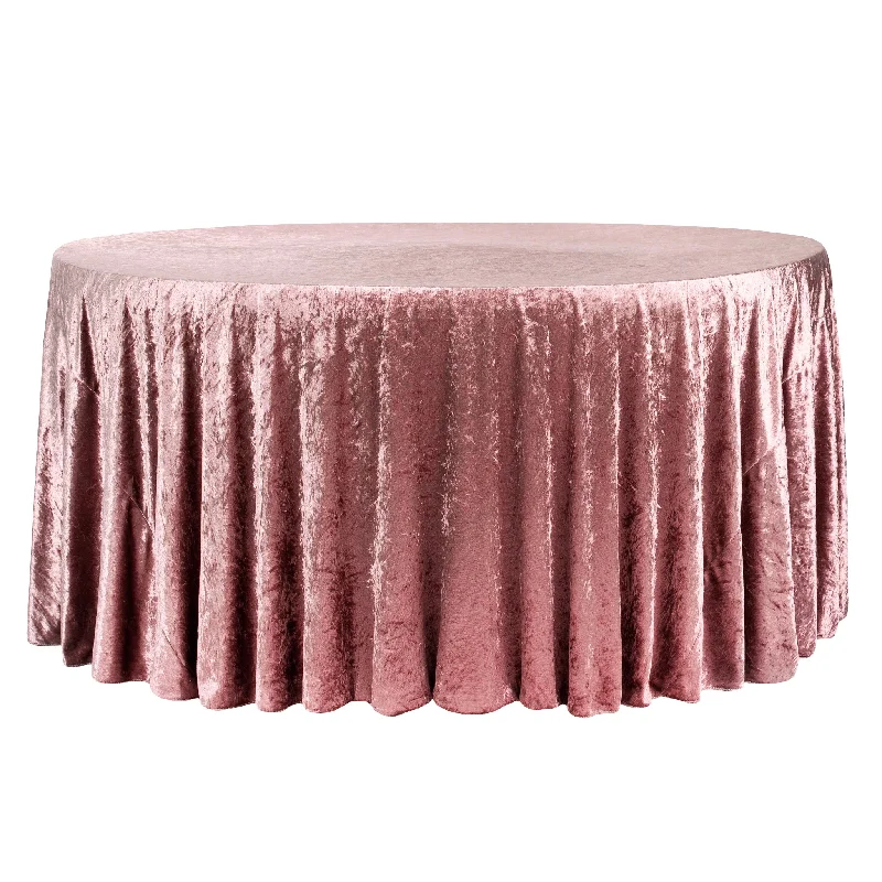 Velvet 132" Round Tablecloth - Dark Dusty Rose/Mauve