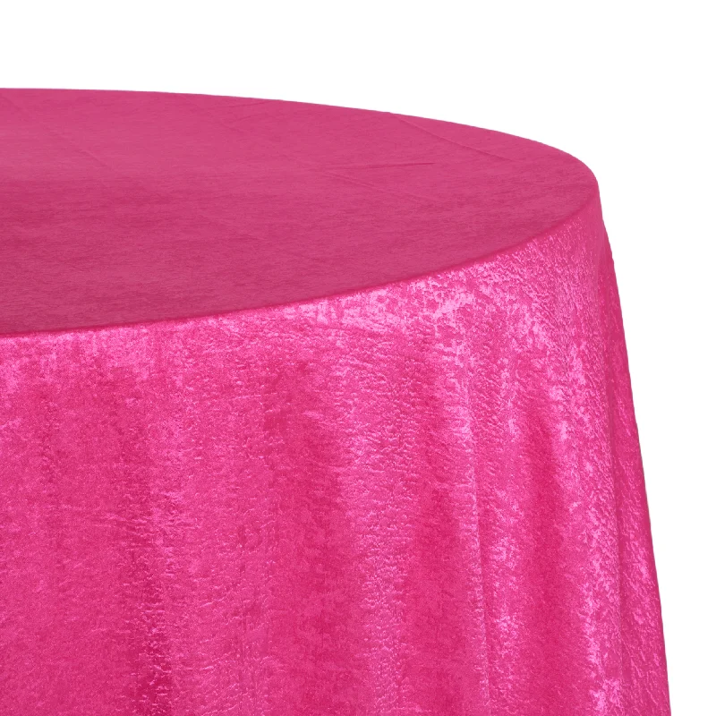 Crinkle Shimmer 132" Round Tablecloth - Fuchsia