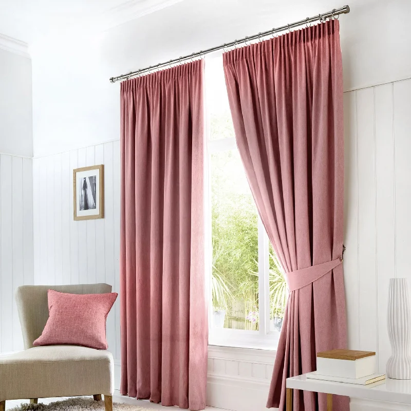 Dijon Blush Pink Blackout Thermal Pencil Pleat Curtains