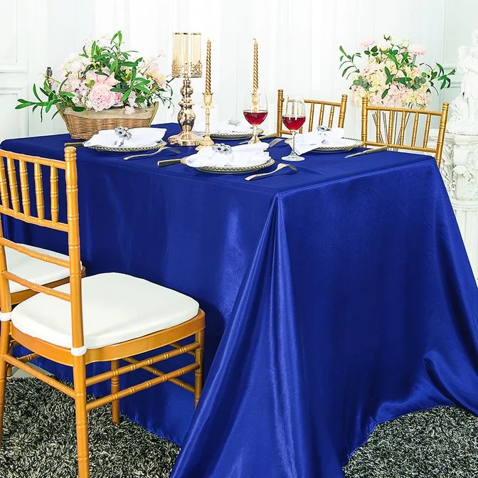 90"x132" Seamless Rectangular Satin Tablecloth - Royal Blue (1pc)