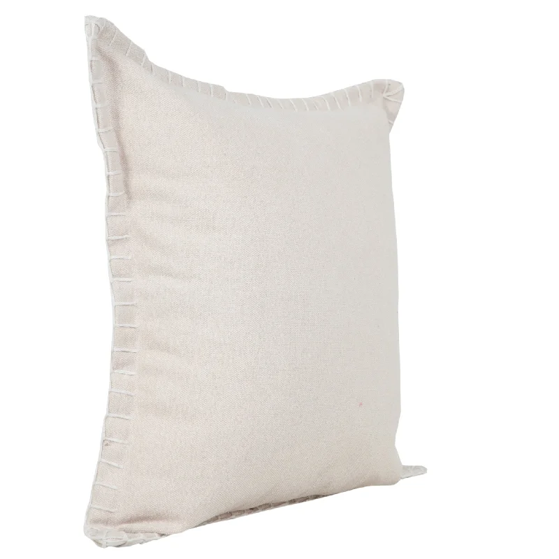 20" X 20" Beige 100% Cotton Zippered Pillow