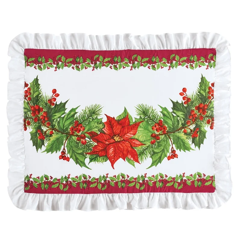 Holiday Wreath Ruffled Edge Pillow Sham