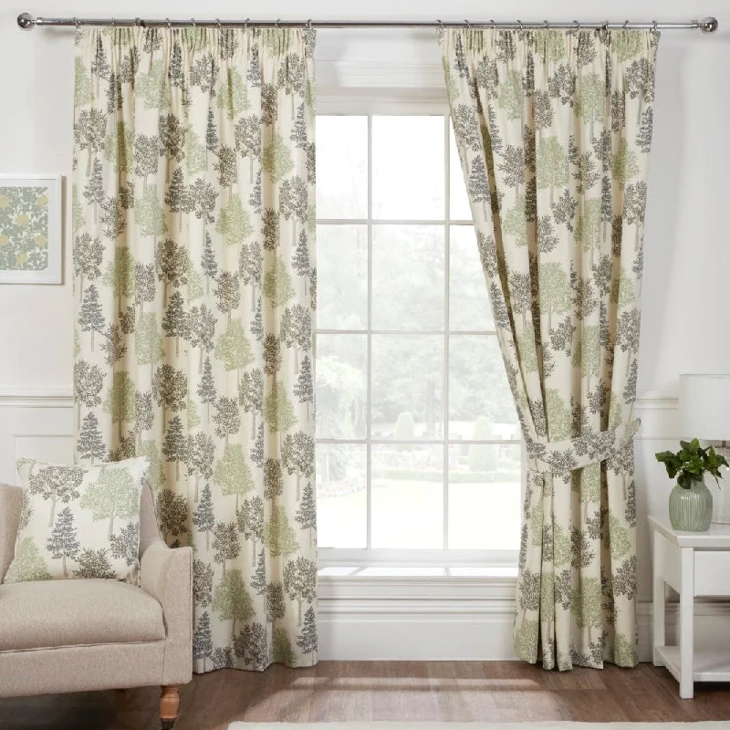 Coppice Green Apple Pencil Pleat Curtains